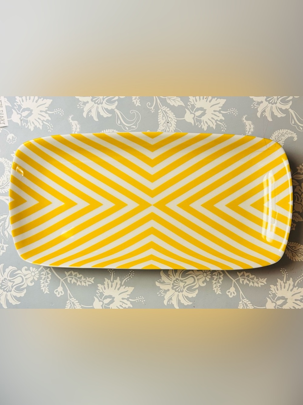 Jonathan Adler XL foot long trinket tray dish MCM stripe chevron